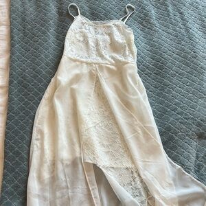 Spaghetti Strap High Low Dress in White